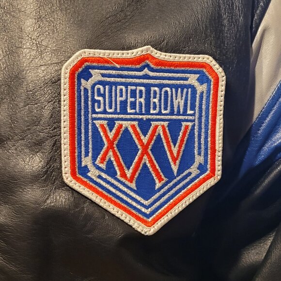 NWT Vintage 1991 Superbowl 25th Anniv Football XXV Lambskin Leather Jacket - Picture 3 of 16